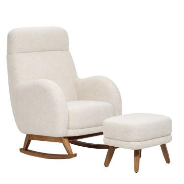 Imagem de Poltrona De Amamentação Balanço Nina E Puff Laura Bouclé Off White - Nexta Casa