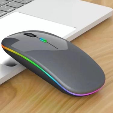Imagem de Mouse Sem Fio Recarregável Led Rgb Silencioso 2.4 Ghz Gamer Home Office Prata