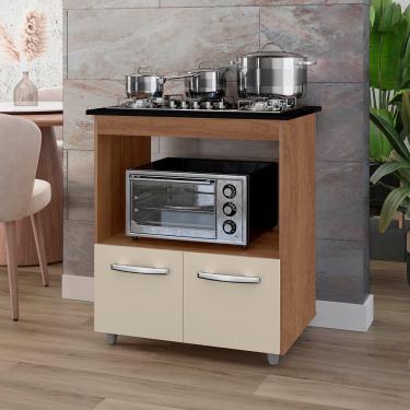 Imagem de Balcão Cali Para Cooktop 4 Bocas 2 Portas Cozinha Mb1 75cm Savana Off White Pc