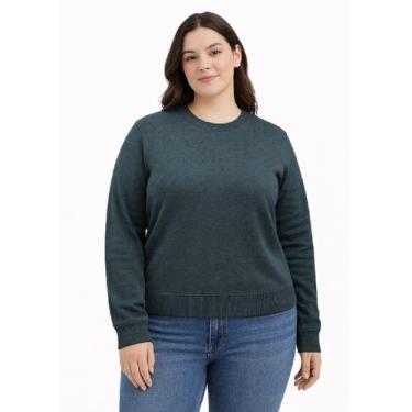 Imagem de Blusa Feminina Tricot Básica Gola Redonda Plus Size City Lady, Cinza e