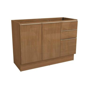 Imagem de Balcão Vibra T625 2 Portas 3 Gavetas MDF 120CM Canela Lacca para Cozinha Modulado Moderno