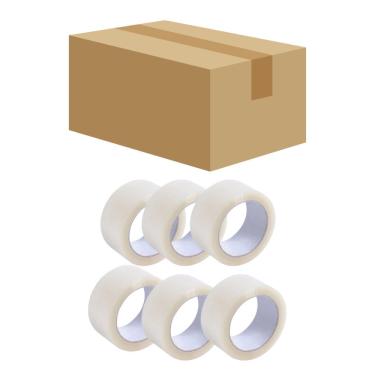 Imagem de Fita Adesiva Transparente 45 X 100M com Adesivo Acrílico à Base D'ÁGUA em Kit com 5 Rolos para Fechamento de Caixas