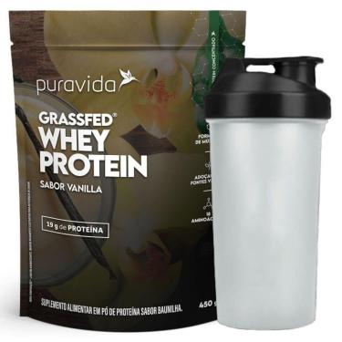 Imagem de Whey Protein Concentrado Baunilha 450g Coqueteleira PuraVida-Unissex