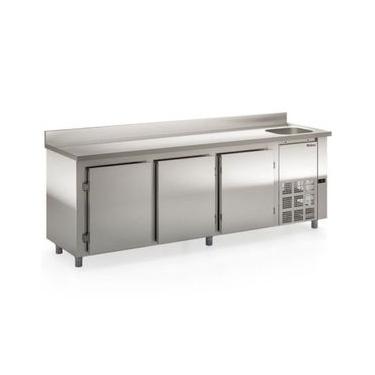 Imagem de Balcão de Encosto 3 Portas e 1 Pia 765 Litros GBFE250CD Inox Gelopar 220V