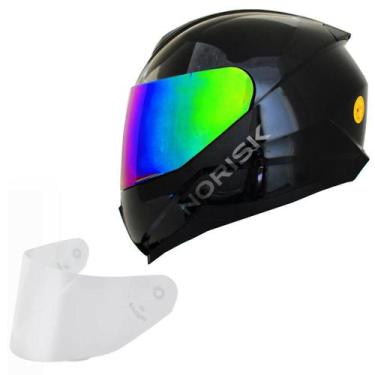 Imagem de Capacete Norisk Razor Monocolor Preto + Viseira Camaleão, Preto, 58