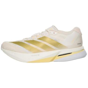 Imagem de adidas Tênis de corrida feminino Adizero Boston 13, Giz branco/dourado metálico/laranja...