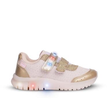 Imagem de Tênis Infantil Menina Kidy Led Light Fun Ouro Velcro Duplo Conforto-Feminino