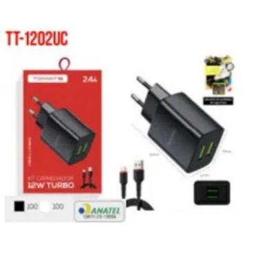 Imagem de Carregador Turbo Type-C com 2 Portas USB 12W 2.4A - Tomate TT-1202UC