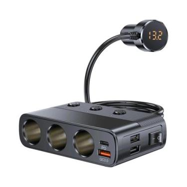 Imagem de Carregador De Carro 7 Em 1 Com Divisor De Tomada 127W PD30W QC3.0 E Ad