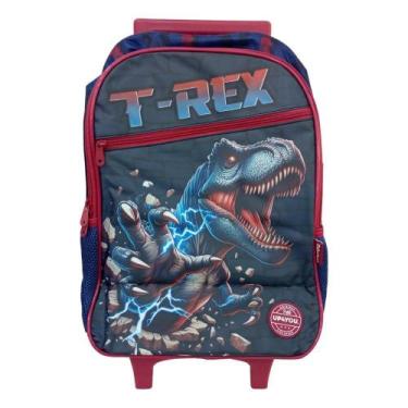 Imagem de Mochila luxcel up4you infantil t-rex com rodas ic42072up, Azul, UN