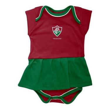 Imagem de Body Bebe Menina Do Fluminense Vestido Recem Nascido Oficial - Grená -