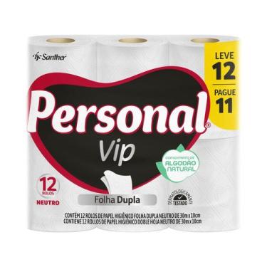Imagem de Papel Higiênico Folha Dupla Personal Vip 12 Rolos 30m, 12