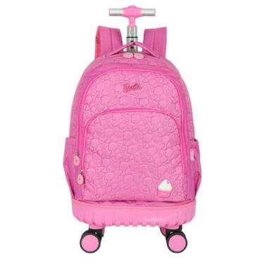 Imagem de Mochila Com 4 Rodinhas Grande Bolsa Escolar Menina Barbie - Luxcel