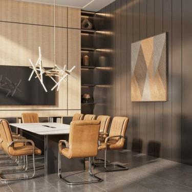 Imagem de Kit com 4 Cadeiras Office Base Fixa em Aço Cromado e material ecológic