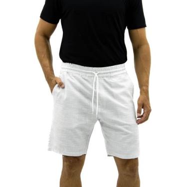 Imagem de Bermuda Shorts Masculino Sarja Estilo Mauricinho Com Elástico e Cordão