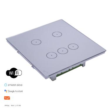 Imagem de Interruptor Touch Wi-Fi Tok Glass 5 Botões Prata 4X4 Lumenx