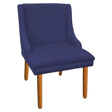 Imagem de Cadeira de Jantar Liz Suede Azul Marinho Pés Palito Castanho