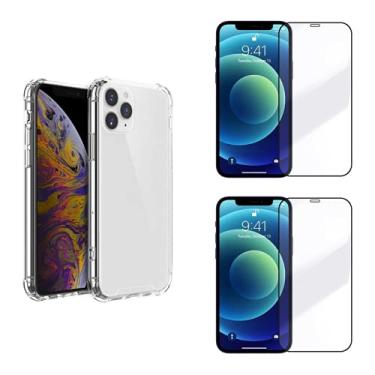 Imagem de Kit Capinha Anti Impacto + 2X Película 3D Cobre Toda Tela Compatível iPhone 12 Pro Max