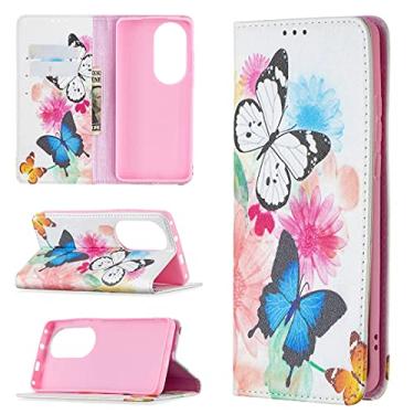 Imagem de For Huawei P50 Pro Colored Drawing Pattern Invisible Magnetic Horizontal Flip PU Leather Case with Holder & Card Slots & Wallet