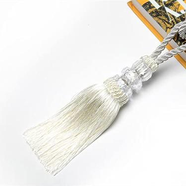 Imagem de 2 peças Gravata Cortina de Cristal Borla Frisado Corda Pendurada Gravata Decoração de Casa Cortinas Douradas Titular Cordão Fivela Atadura Acessórios de Quarto, Branco, 4 peças