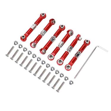 Imagem de Demeras Haste de puxar de metal 6 peças de metal para direção traseira dianteira, hastes, controle remoto, acessório para carro compatível com Wltoys 1 18 A959 Rc carro vermelho