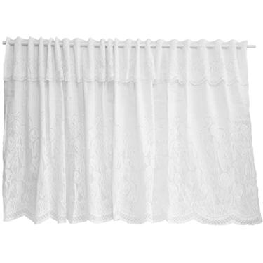 Imagem de CORTINA DE RENDA PARA COZINHA COM BANDÔ CLÁSSICA BRANCA TULIPINHAS 2,20M X 1,20M X 30CM