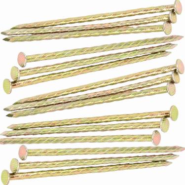 Imagem de MUKCHAP 100 peças de pregos espirais de 15 cm, galvanizados dourados, para paisagismo, grama artificial, pavimentação e mais
