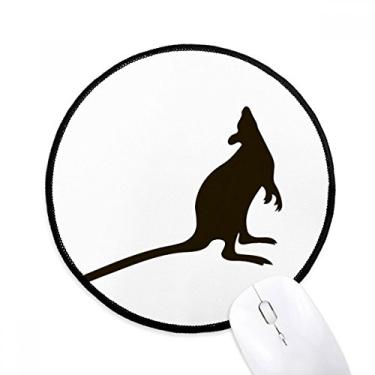 Imagem de Mouse pad preto canguru com retrato de animal tapete redondo para computador