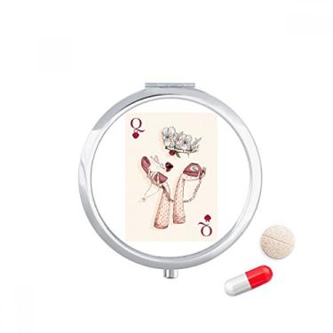 Imagem de Caixa de comprimidos com estampa de coração Q de cartas de baralho, dispensador de remédios