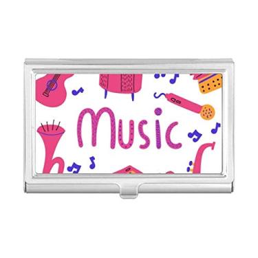 Imagem de Porta-cartões de visita com estampa de instrumento musical de guitarra de trombone