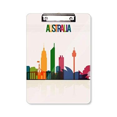 Imagem de Placa de apoio A4 com silhueta de arranha-céus da Australia City Landmark