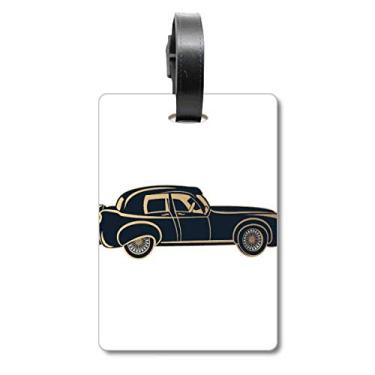 Imagem de Bolsa de mala preta clássica com desenho de carros, etiqueta para cartão de bagagem, etiqueta para pendurar