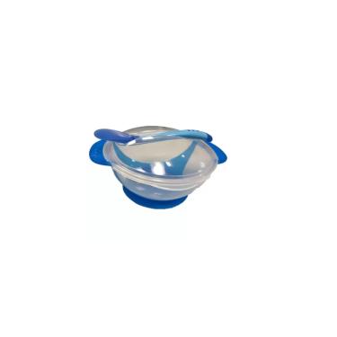 Imagem de Conjunto Prato e Colher Infantil de Plástico e Silicone