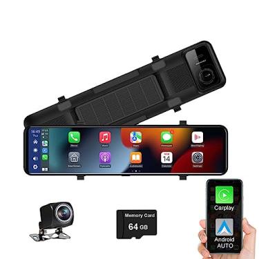 Imagem de XRC TECH Câmera dupla de 11,26 polegadas 4K + 1080p câmera veicular Android espelho retrovisor automático WiFi GPS Tracker BT função de música voz commmand time-Lapse Video (cartão TF de 64 GB incluído)