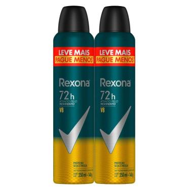 Imagem de  kit 2 Desodorante Antitranspirante Aerosol Masculino Rexona V8 72h 250ml Leve Mais Pague Menos 
