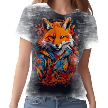 Imagem de Camiseta Camisa Animais Raposa Laranja Arte Oriental Hd 4 - Enjoy Shop