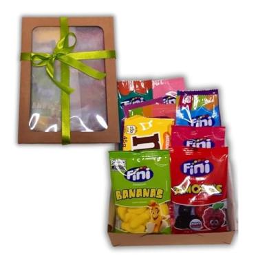 Imagem de Kit Presente Lembrancinha Bala Fini Tubes Fini Beijos Fini Amora Goma Gelatina Sortidas e M&m's chocolate