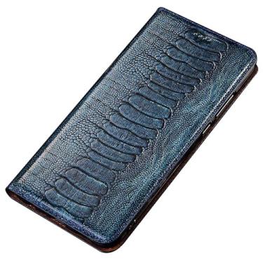 Imagem de PuRoxx Capa flip para Samsung Galaxy S23 Ultra/S23 Plus/S23, capa carteira de couro real com compartimento para cartão de crédito, capa protetora de corpo inteiro, azul, S23 Ultra