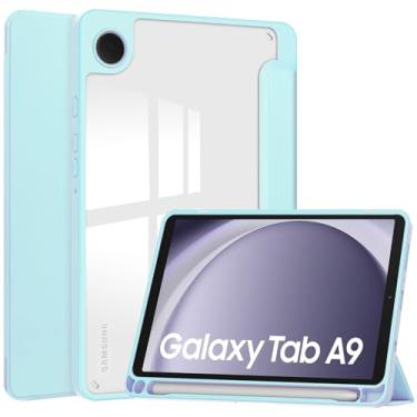 Imagem de Capa fina compatível com Samsung Galaxy Tab A9 SM-X110 8,7 polegadas capa com traseira transparente transparente e capa de moldura de TPU à prova de choque, suporte automático hibernar/acordar,