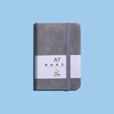 Imagem de BYBYCD Caderno portátil com bolso, bloco de notas, agenda, caderno de esboços, organizador de agenda, memorandos A6/A7, 96 folhas (A7, cinza)