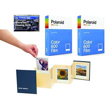 Imagem de Filme de cor instantânea impossível/Polaroid para câmeras Polaroid 600 e Polaroid Originals OneStep – Pacote com 2 – com álbum de memórias instantâneas e pano de microfibra
