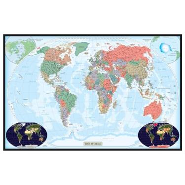 Imagem de Pôster de mapa de parede laminado decorador mundial da SwiftMap, 24x36 Laminated