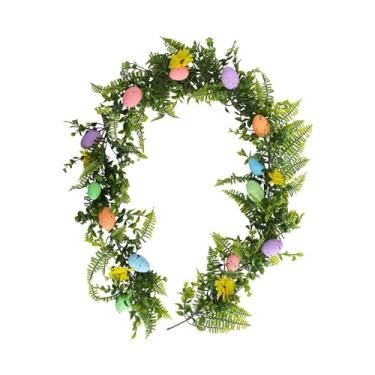 Imagem de Garende Guirlanda de ovo de páscoa artificial floral guirlanda de ovo suprimentos de dia de páscoa guirlanda de ovo de páscoa para cornijas, estilo a