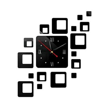Imagem de Relógio de parede acrílico 3D removível adesivo DIY decoração de casa relógios quadrados na parede números (cor: preto-azul Exorcist1, tamanho: Talla ?nica) (Svart Talla ?nica) elegant