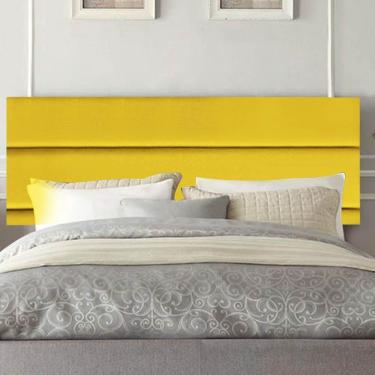 Imagem de Painel Suspenso Turim 140cm Casal Quarto Luxo Cama Box Suede Amarelo - D House Decor