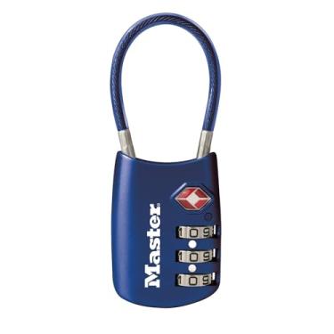 Imagem de Master Lock 4688D Defina sua própria combinação de fechadura de bagagem aprovada pela TSA, 1 pacote, azul