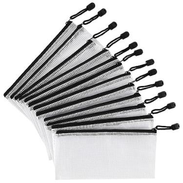 Imagem de Imslery Bolsa de plástico com zíper de malha de 12 peças/bolsa de armazenamento de documentos com zíper/pasta de arquivos com zíper/arquivo de papel/bolsa de armazenamento para quebra-cabeça e