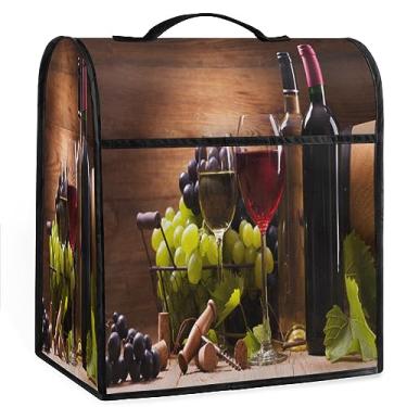 Imagem de Capa de batedeira com suporte impresso de uvas para vinho, compatível com cabeça inclinada de 5 a 8 litros, capas de poeira laváveis para cafeteira, acessórios duráveis e dobráveis para misturadores