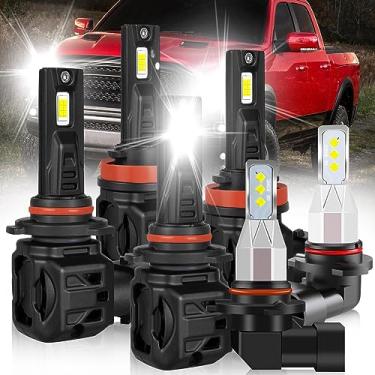 Imagem de OBNDVU Adequado para lâmpadas de farol LED Dodge Ram 2009-2018. Faróis de LED 9005 H11 farol alto e baixo 9145 faróis de neblina, 800% lâmpadas super brilhantes 9005 H11 6500K Plug and Play, 6 peças