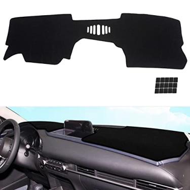Imagem de KEYOOG Tapete de painel de painel adequado para Ma-zda CX-30 2023-2020 (sem modelos HUD), tapete de painel de carro tapete antirreflexo, protetor de proteção solar antiderrapante (preto)